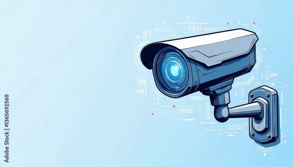 High-tech security camera design with geometric patterns, digital focus High-tech security camera design with geometric patterns, digital focus
