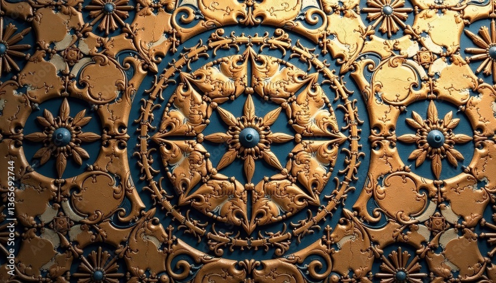Intricate symmetrical lines etched on a weathered surface , relief, wood Intricate symmetrical lines etched on a weathered surface , relief, wood