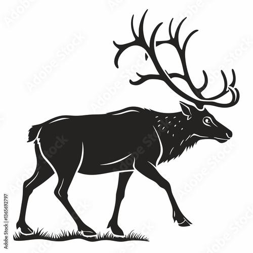 caribou sihouette black vector