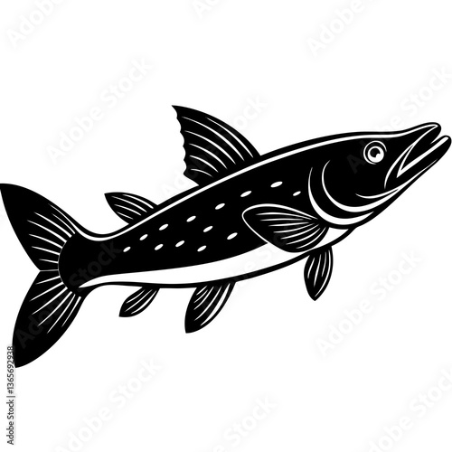 "Pike Fish Vector Graphic Design File for Creative Projects"