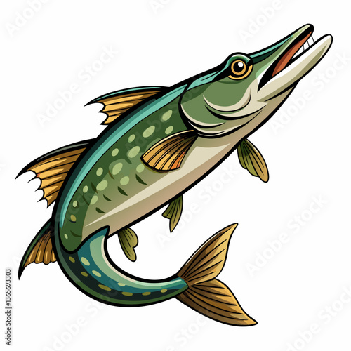 "Pike Fish Vector Graphic Design File for Creative Projects"