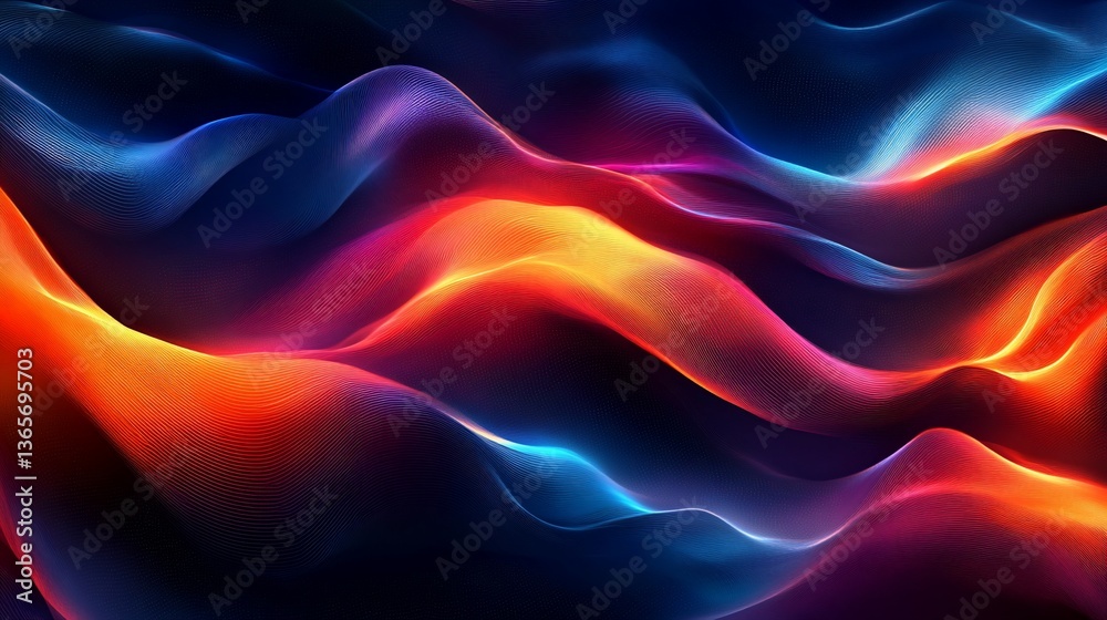 Obraz premium Abstract Vibrant Waveforms: Digital Art