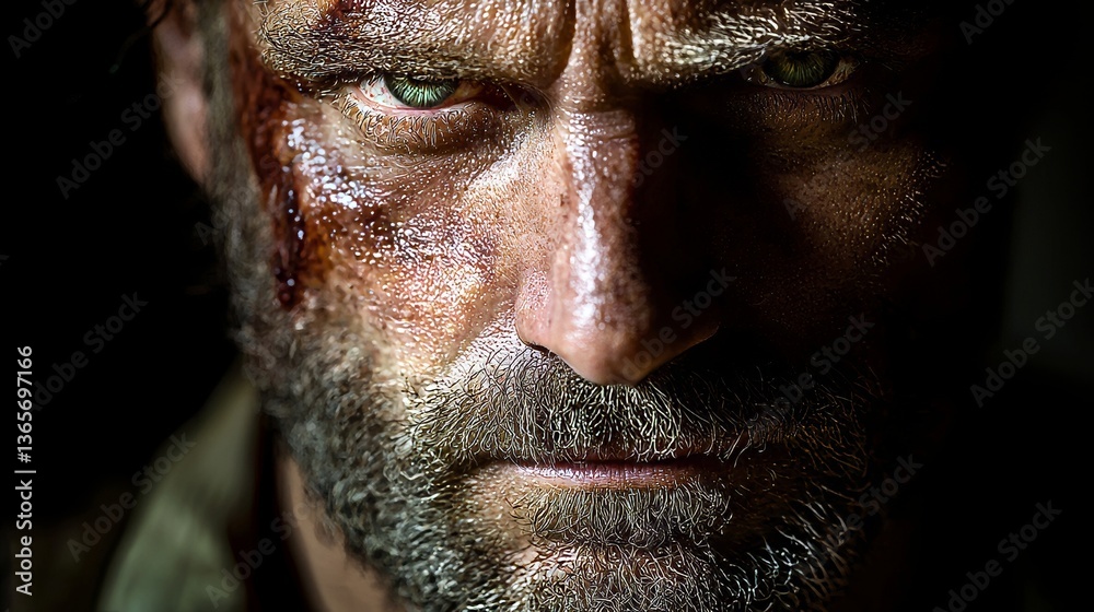 Obraz premium Cinematic photography featuring a zombie in the dark horror theme