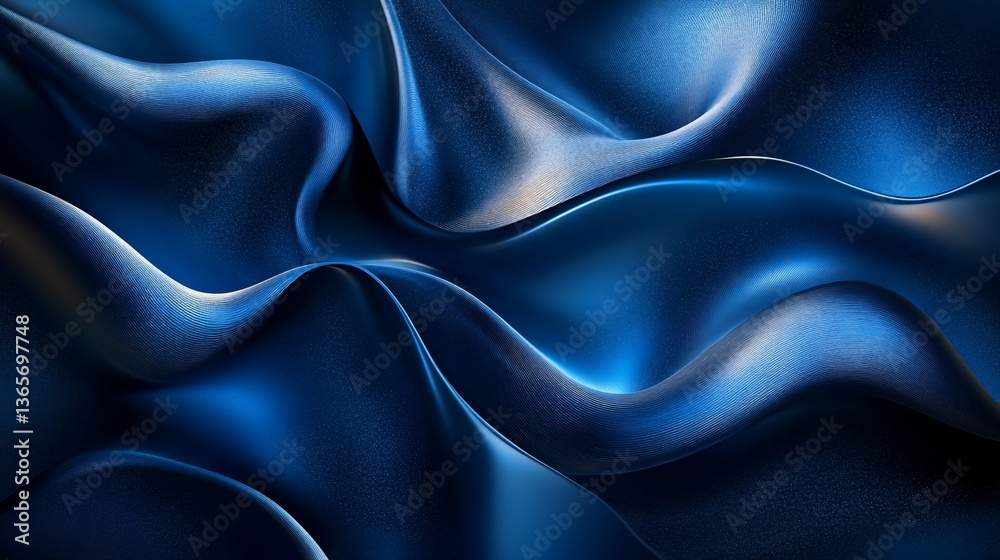 Obraz premium Abstract Blue Liquid Metal Flowing Dynamic Texture