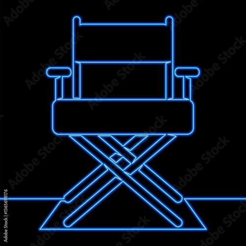 Classic Directors Chair icon neon glow vector illustration concept