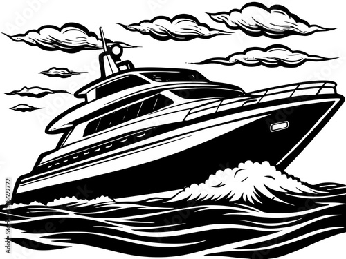 Modern Yacht Gliding Through the Ocean Vector