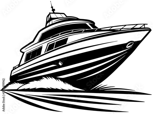 Modern Yacht Gliding Through the Ocean Vector