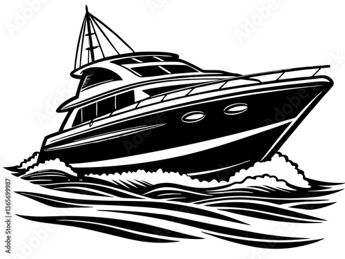 Modern Yacht Gliding Through the Ocean Vector