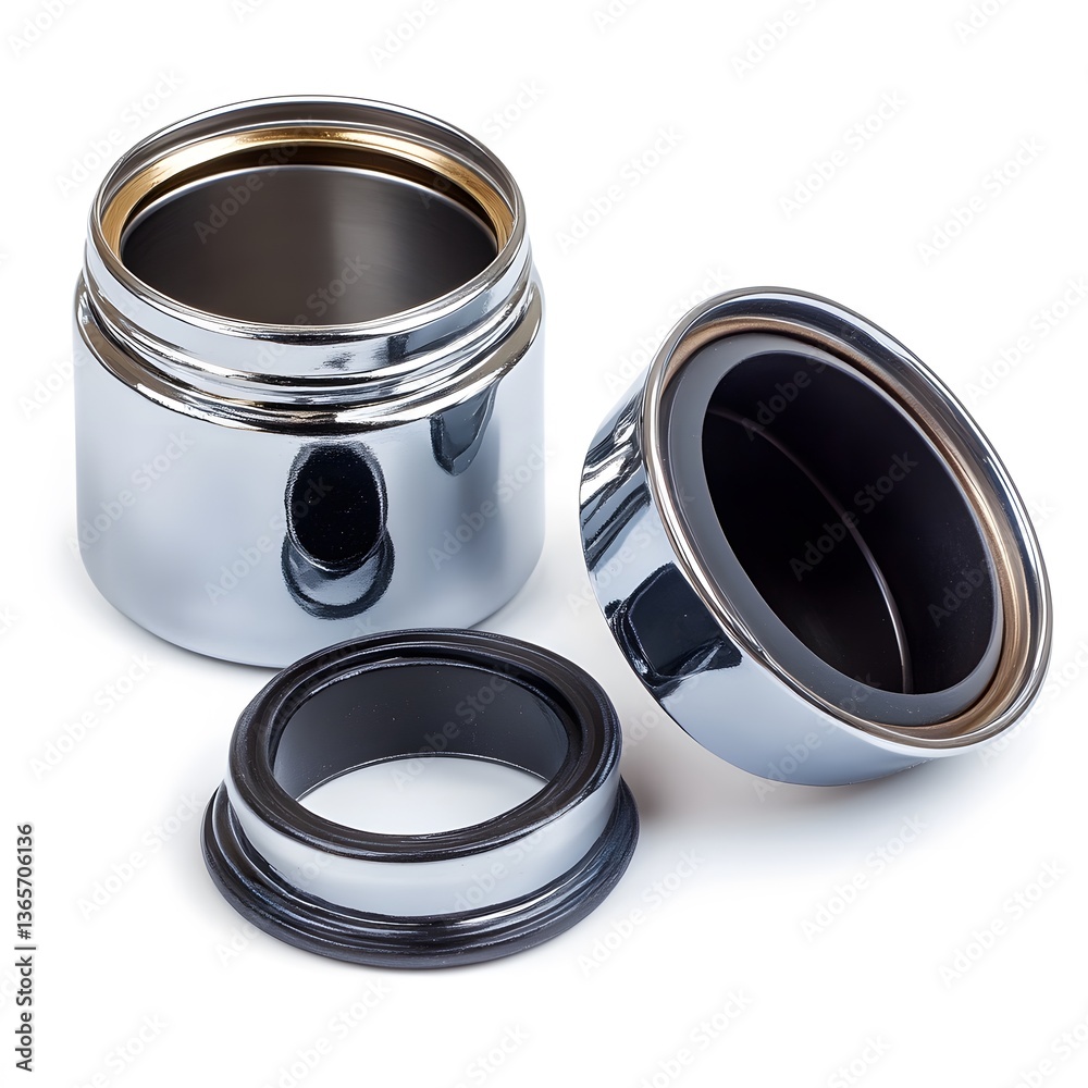 Chrome Faucet Cartridge Parts Closeup Isolated Chrome Faucet Cartridge Parts Closeup Isolated