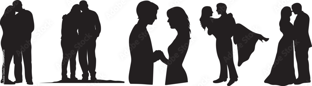 Romantic Couple Love Silhouette in vector illustration Romantic Couple Love Silhouette in vector illustration