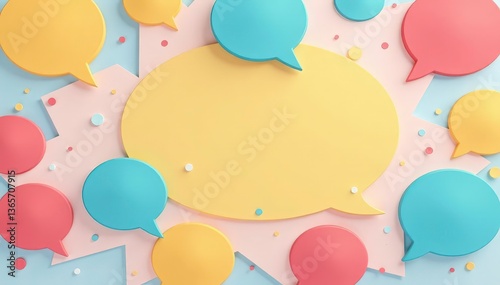 Repeating speech bubble pattern, pastel colors, modern, smooth