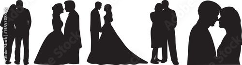 Romantic Couple Love Silhouette in vector illustration