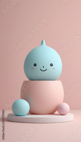 Adorable Pastel-Colored 3D Render of a Happy Character
