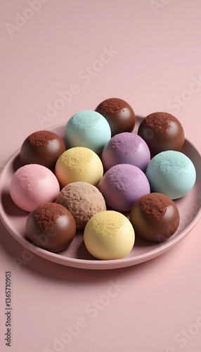 Delightful Assortment of Colorful Ice Cream Balls