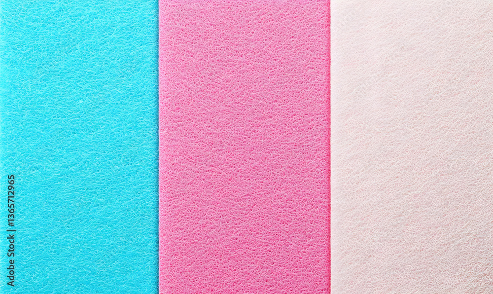 Fototapeta premium Colorful felt sheets in blue, pink, and cream for craft projects