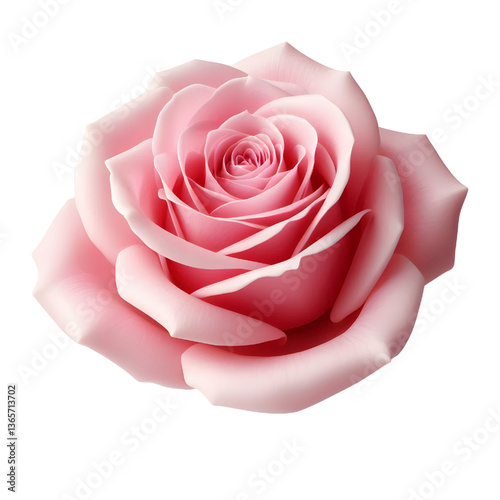 One pink rose flower isolated on white background