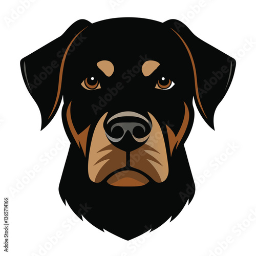 Rottweiler dog Front view of head silhouette Vector illustration
White Background