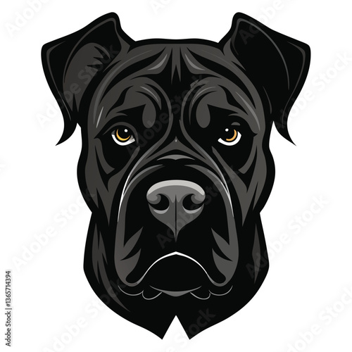 Bullmastiff dog Front view of head silhouette Vector illustration
White Background