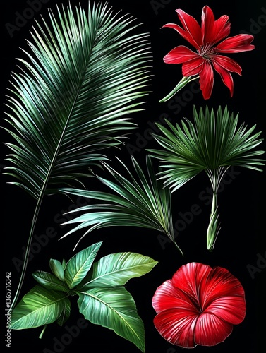 Tropical Leaves  Flowers Collection.