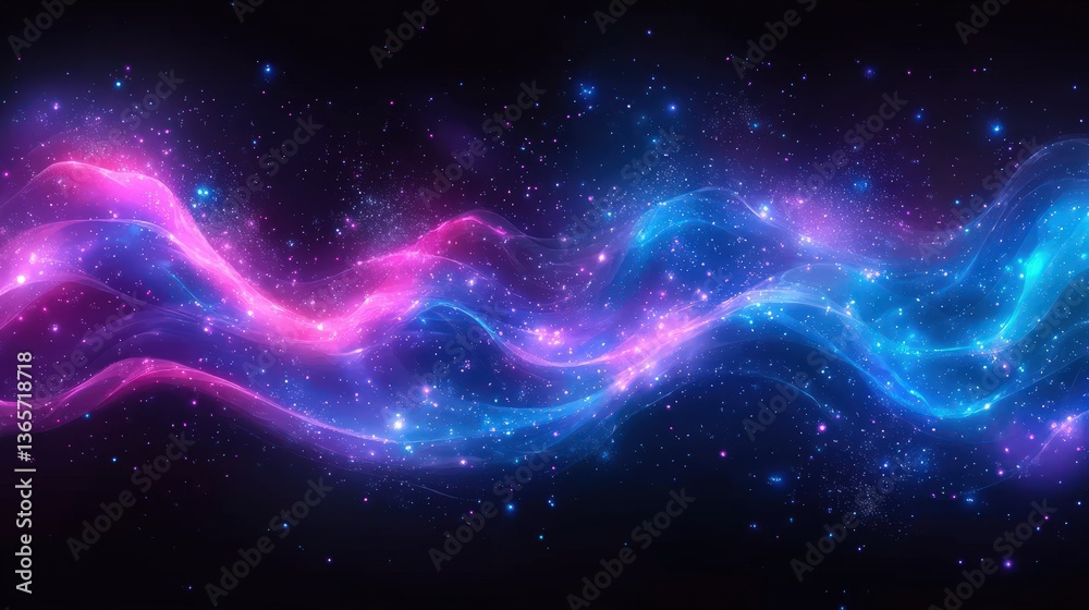 Fototapeta premium Ethereal Waves of Colorful Light in Cosmic Space Scene