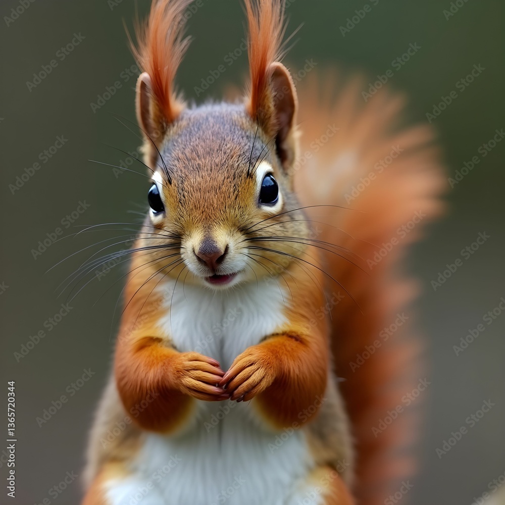 Alert Red Squirrel in Natural Setting Alert Red Squirrel in Natural Setting