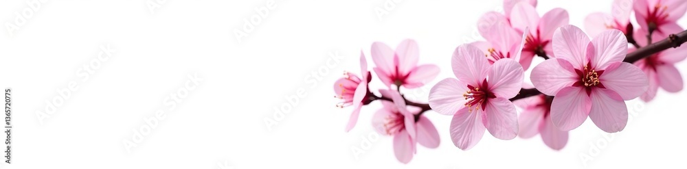 Beautiful sakura flowers isolated on white background, petals, white Beautiful sakura flowers isolated on white background, petals, white