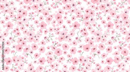 Seamless pattern of pink peach rose flower with watercolor