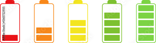 Battery life icon set, battery charge indicator. Battery charge level indicator. Charge battery Icon Set. Battery Charging And Power Level Symbol Collection. Isolated Vector Illustration