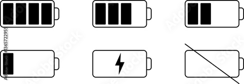 Battery life icon set, battery charge indicator. Battery charge level indicator. Charge battery Icon Set. Battery Charging And Power Level Symbol Collection. Isolated Vector Illustration