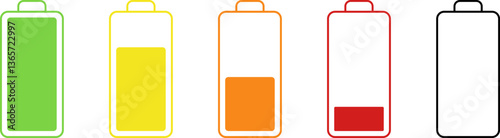 Battery life icon set, battery charge indicator. Battery charge level indicator. Charge battery Icon Set. Battery Charging And Power Level Symbol Collection. Isolated Vector Illustration