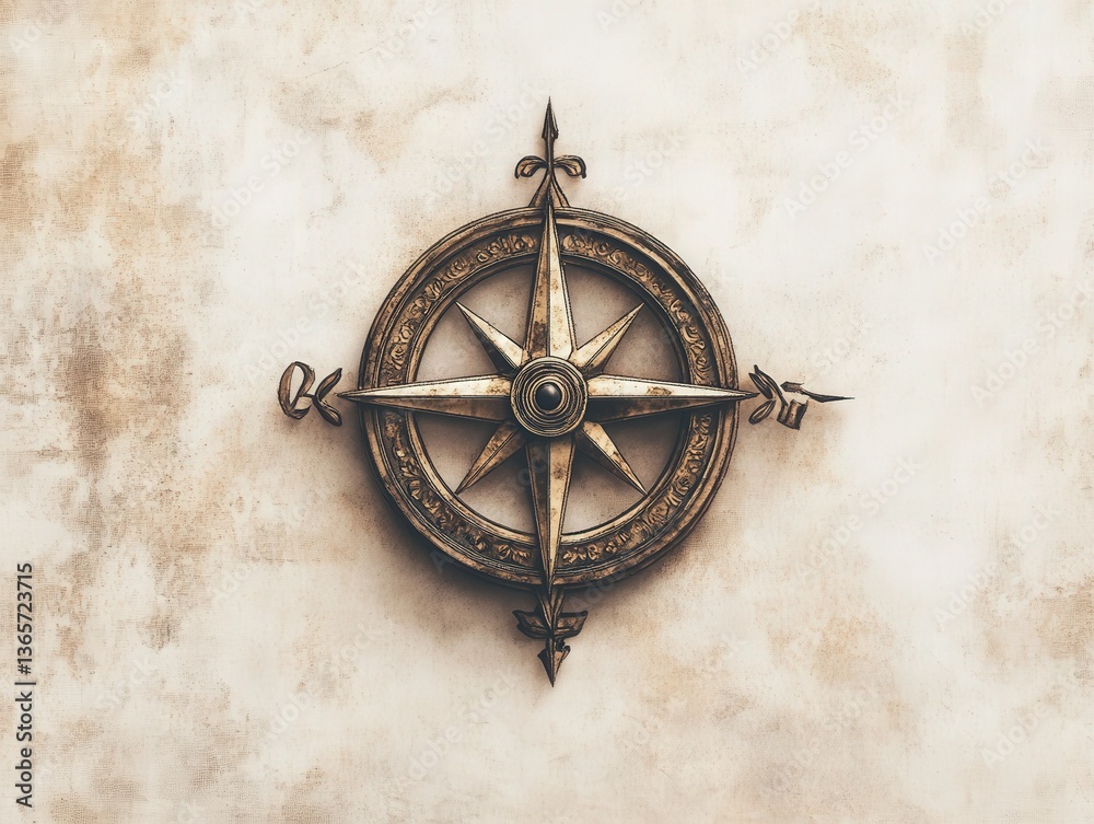 Fototapeta premium A compass graphic with ornate details symbolizing guidance,