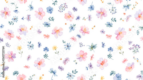 Colorful floral watercolor seamless pattern
