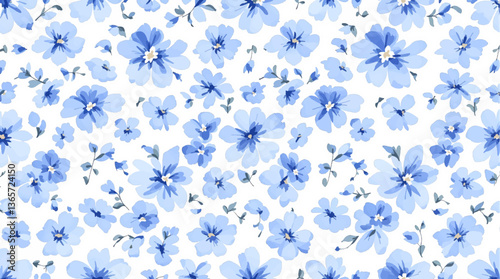 Blue floral watercolor seamless pattern
