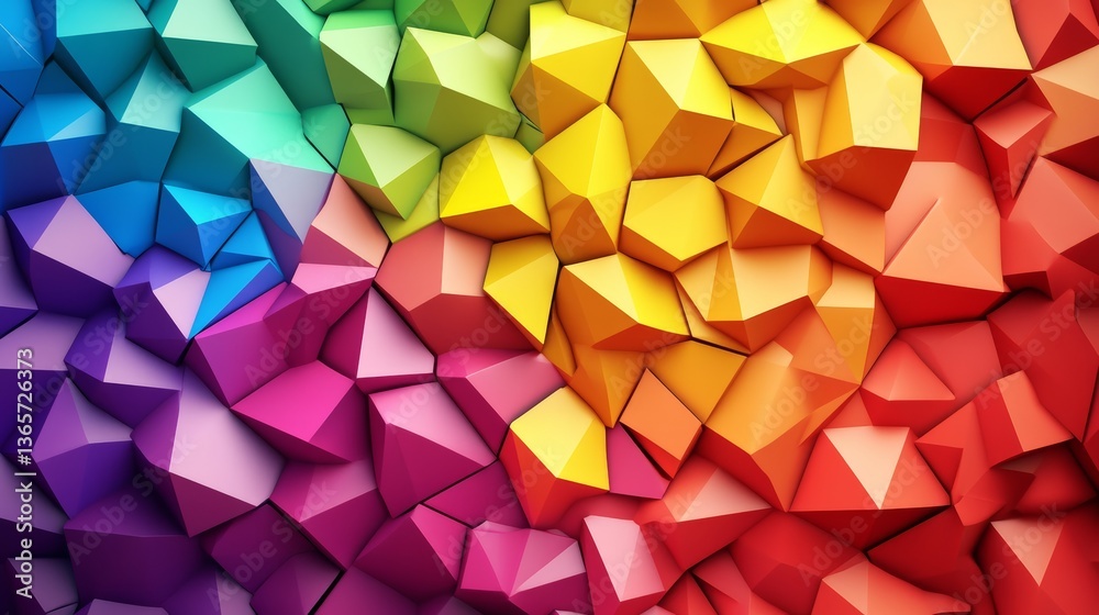 Obraz premium Vibrant Rainbow Low Poly Abstract Geometric Background Texture
