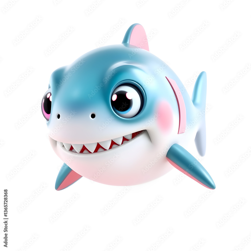 Piranha – 3D baby piranha, tiny soft teeth, round shiny body, big bright eyes, pastel blue and pink tones, white background. Generative AI Piranha – 3D baby piranha, tiny soft teeth, round shiny body, big bright eyes, pastel blue and pink tones, white background. Generative AI