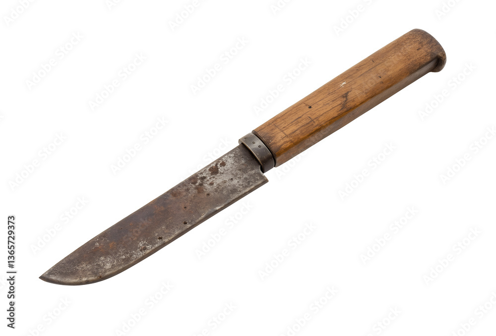 Rusty old scrap knife isolated on white, transparent PNG cutout for use in graphic designs and artwork Rusty old scrap knife isolated on white, transparent PNG cutout for use in graphic designs and artwork