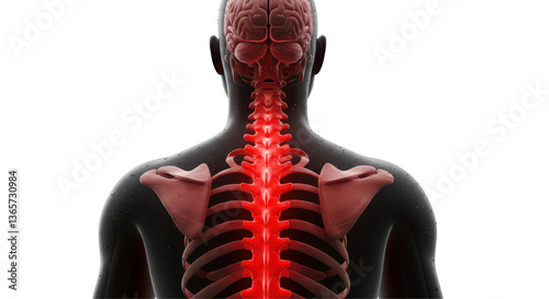Isolated Human Spine with Brain photo