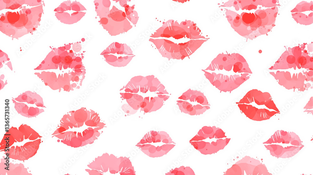 Watercolor seamless pattern lips