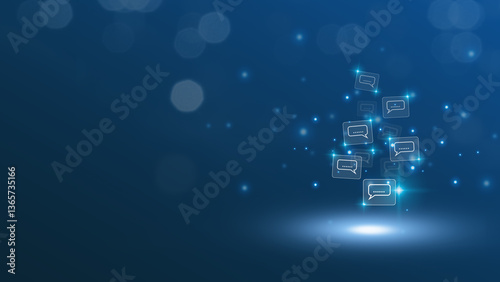 Communicate with others by sending SMS and using emojis.  concept on a smartphone screen with stars, comments, emails, messages, and likes as notification icons