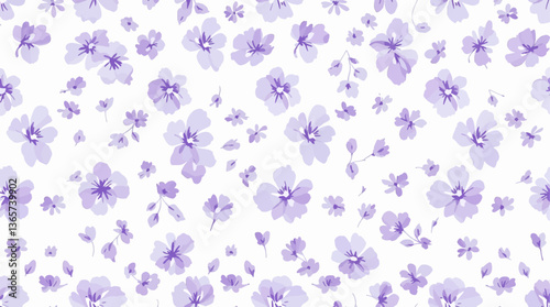 Watercolor Violet flower background, Beautiful seamless pattern with watercolor gentle blue flowers. Stock illustration.	