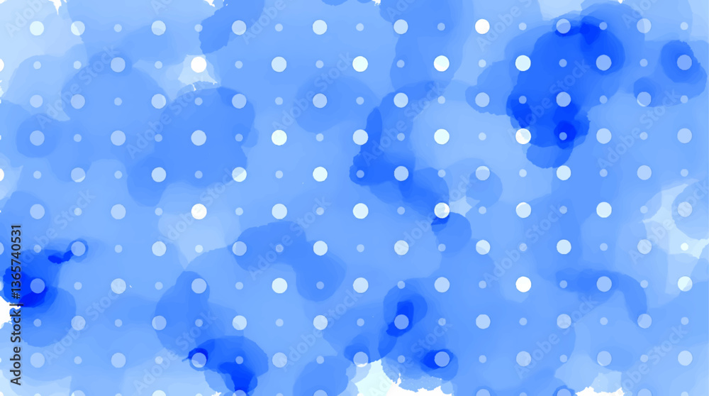 Watercolor Polka Tile. Seamless Spot Textile. Blue Irregular Wallpaper
