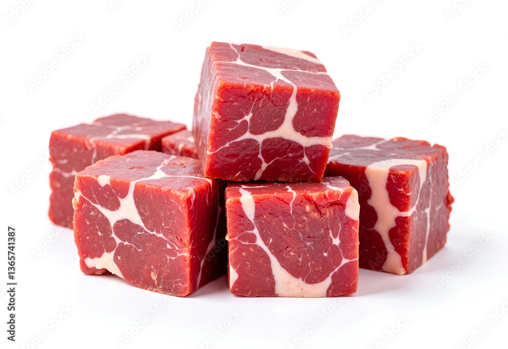 Beef Cubes White Background Fresh Ready To Cook Meat Cubes Beef Cubes White Background Fresh Ready To Cook Meat Cubes