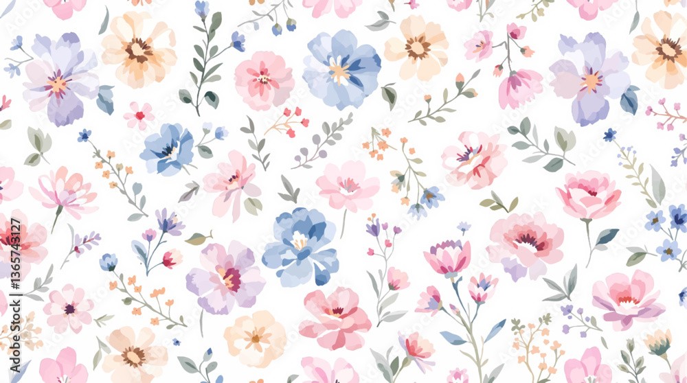 Seamless pattern of colorful peach rose flower with watercolor