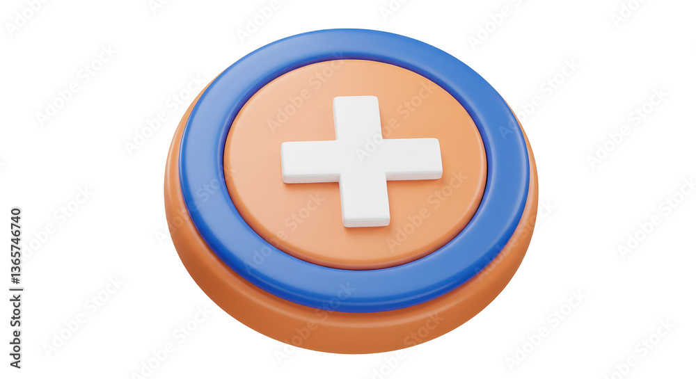 Obraz premium Isolated 3D Plus Sign Button