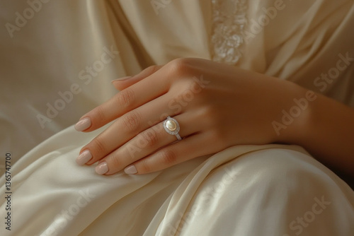 Wallpaper Mural Woman wearing a white ring with pear. Torontodigital.ca