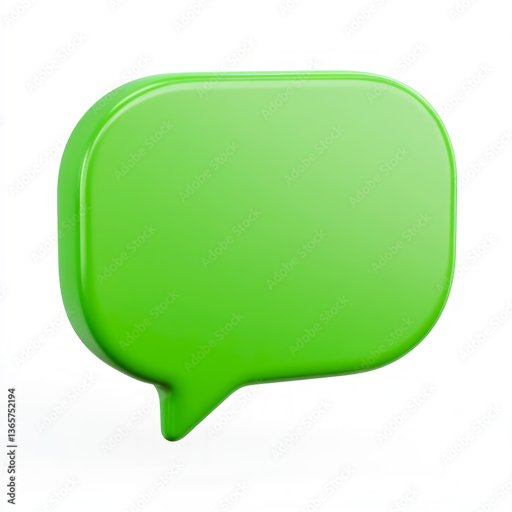 Bright lime green 3D speech bubble stands out against a clean white background, inviting conversation and creativity in design Bright lime green 3D speech bubble stands out against a clean white background, inviting conversation and creativity in design