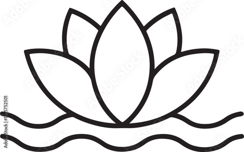 Black and white lotus vector silhouette floral design
