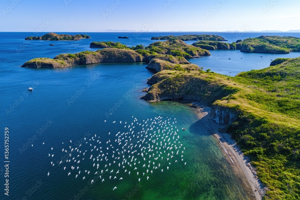 Obraz premium Lopez Island Panorama: Aerial View of Stunning Philippine Seascape