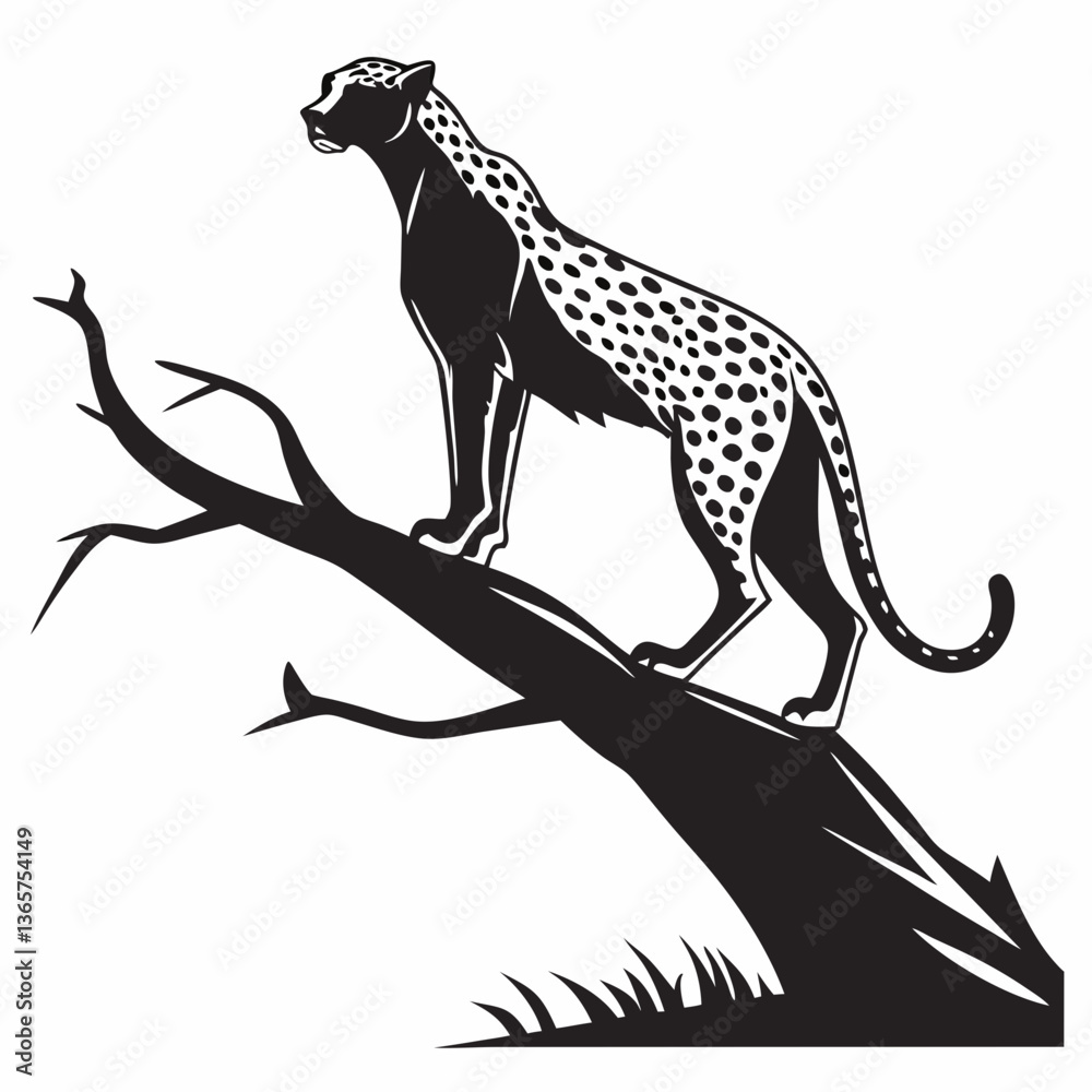 Obraz premium cheetah black silhouette vector