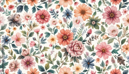 Colorful floral pattern design studio illustration creative aerial botanical beauty